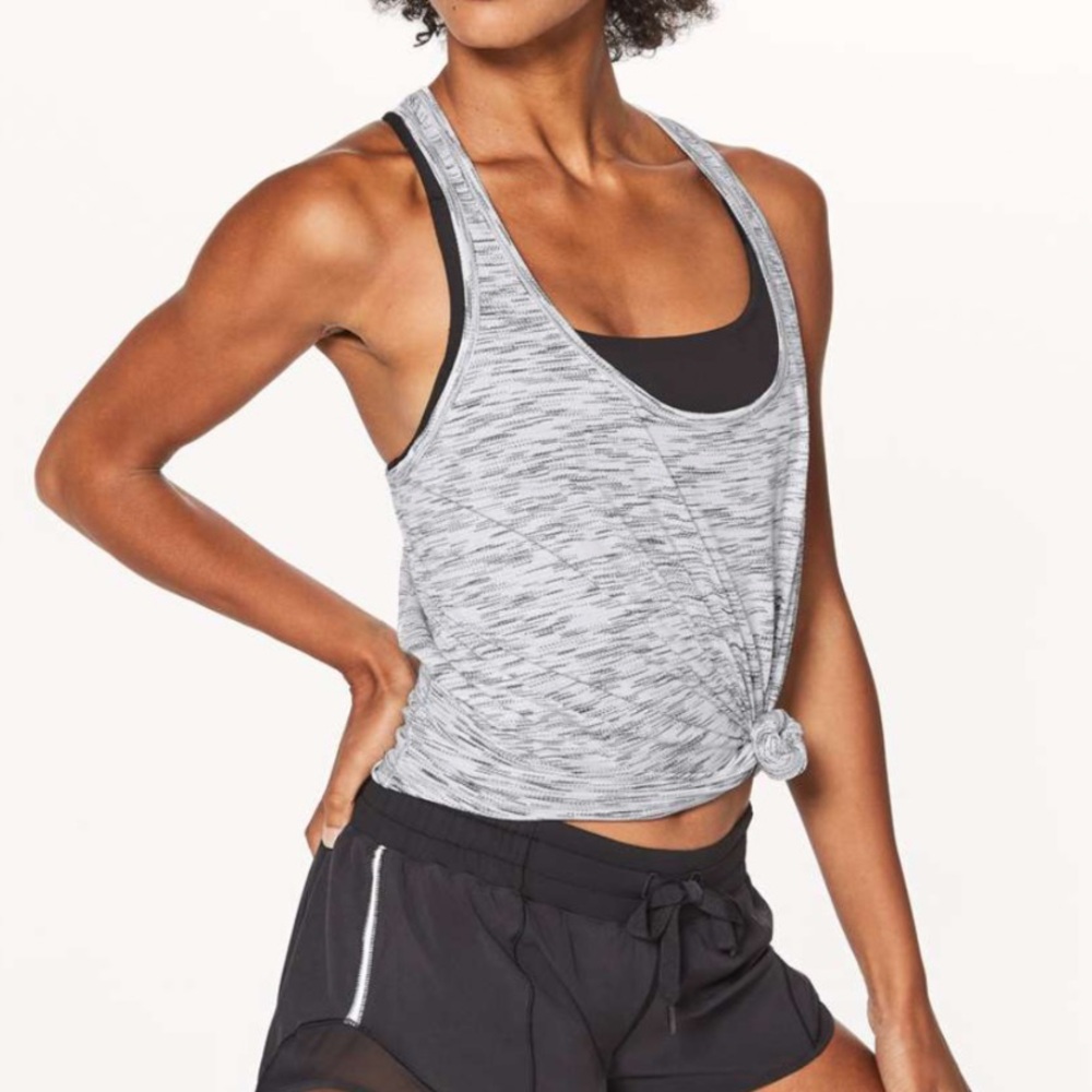 Lululemon Our Sport Tank-Tiger Space Dye Black White-Size 4-Gym/Running/Training